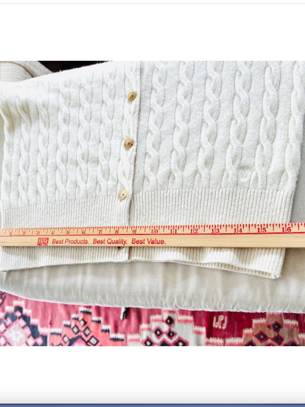 LILYSILK 100% Baby Cashmere Cable Knit Button Cardigan in Ivory - S - Picture 11 of 13